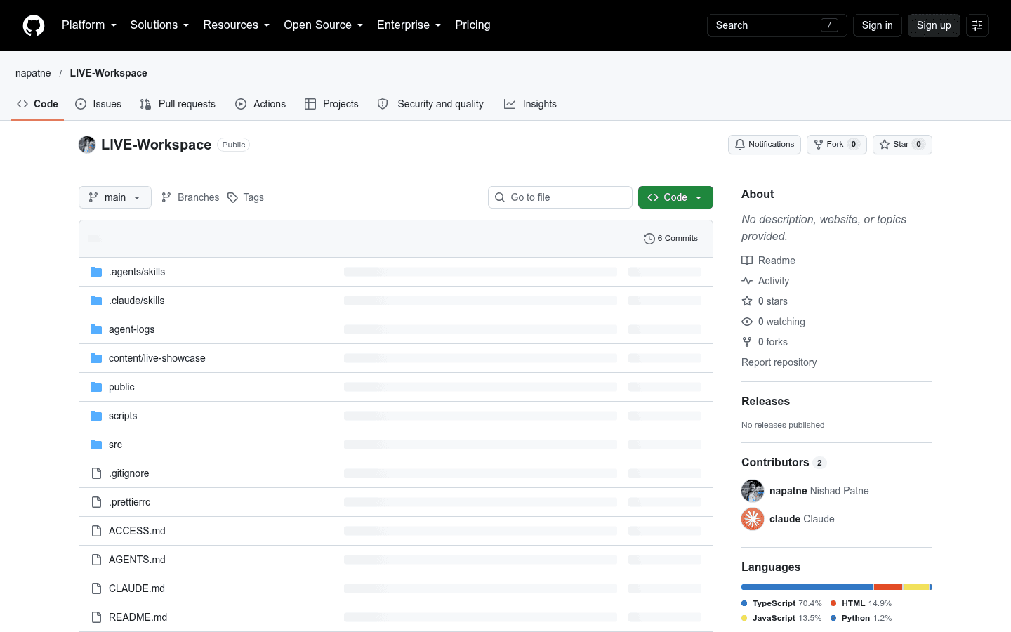 The public repository on GitHub.