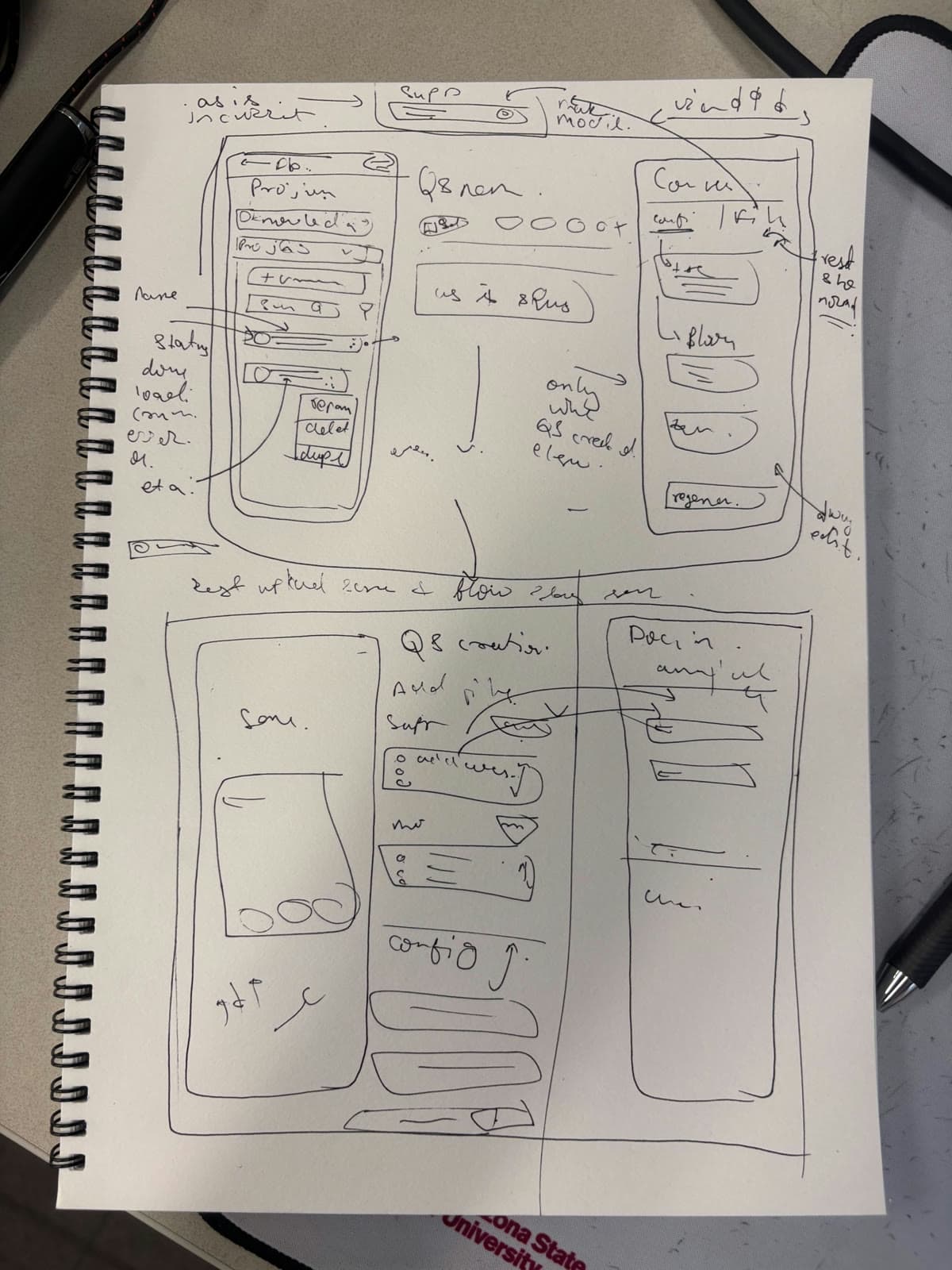 A paper sketch of the workspace
