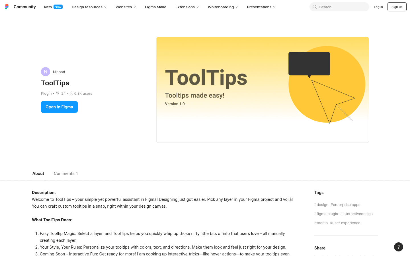 The plugin's Figma Community page today.