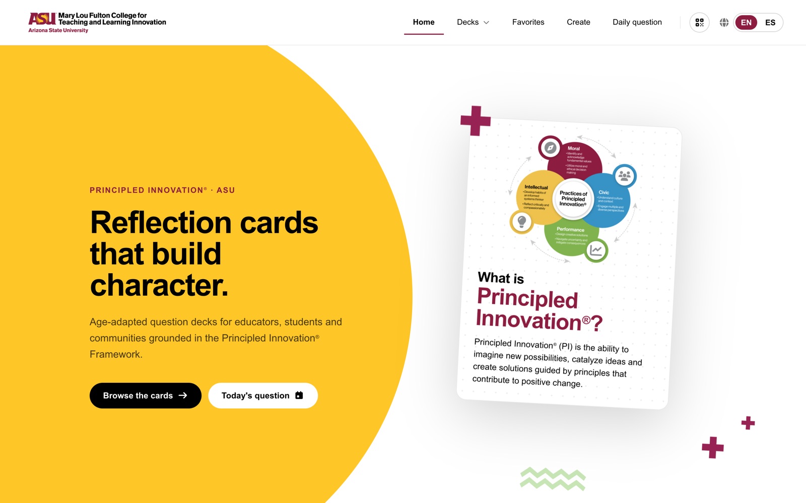 The PI Card Deck home page